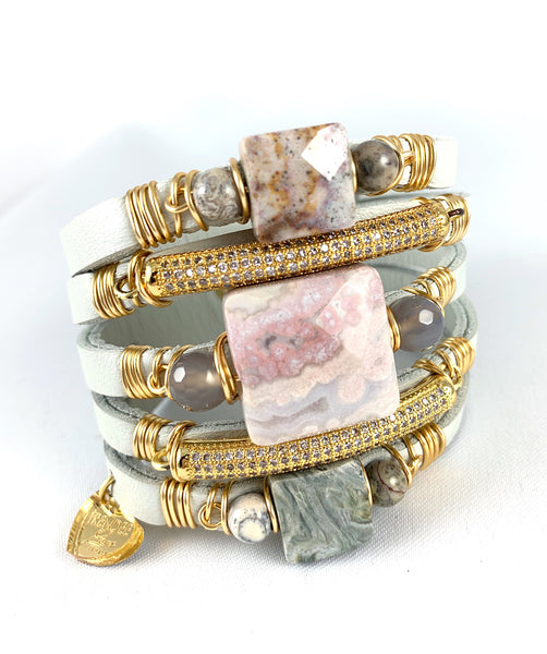 Maxi Cuff Leather / Ocean Jasper Multi