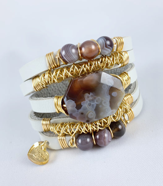 Maxi Cuff Leather / Marbled Agate