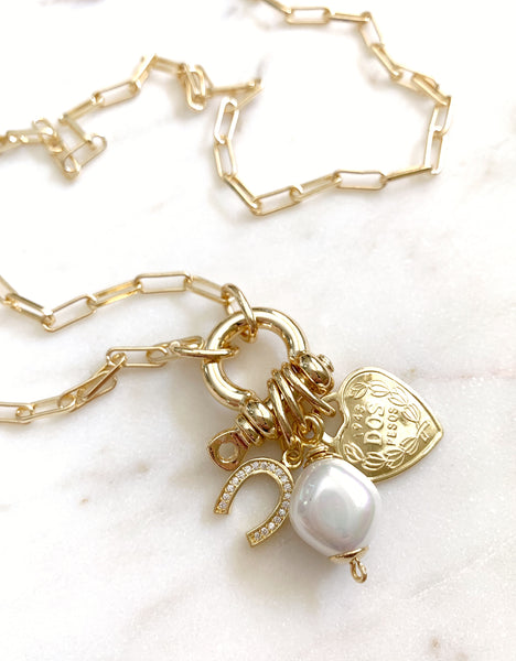 Multi-Charm Lock Necklace - Good Fortune