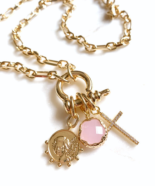 Multi-Charm Lock Necklace - My Angel
