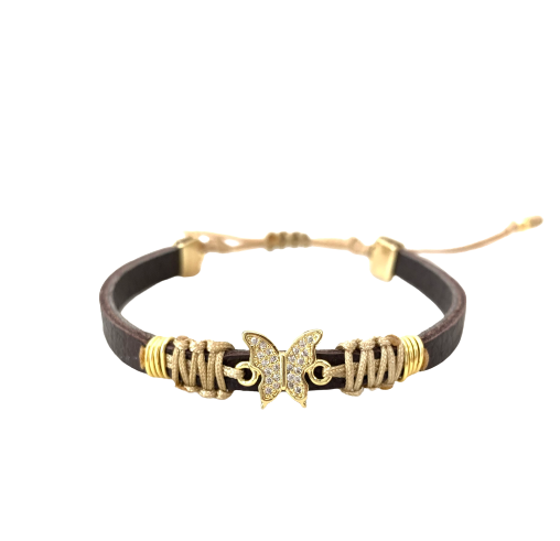 Dainty Butterfly leather bracelet